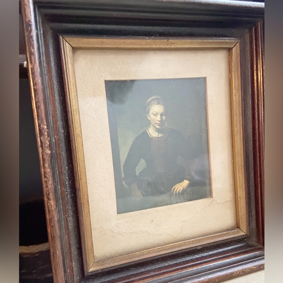 Antique Mini Painting Repro in Original Wooden Gilded Frame and Mat - Picture 6 of 7